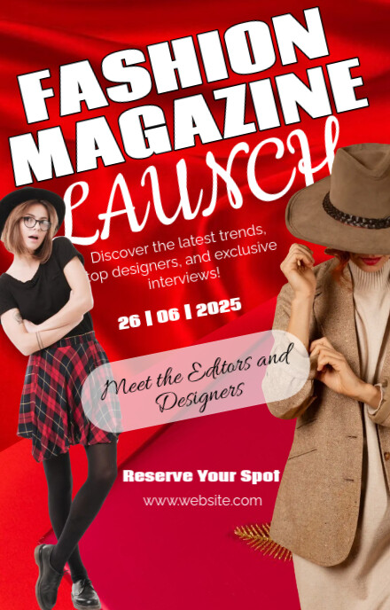 Red Maximalist Fashion Magazine Launch Wattpad Cover template