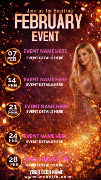 Red Maximalist February Club Events Flyer | Night Party & Luxury Event Poster Instagram Story template