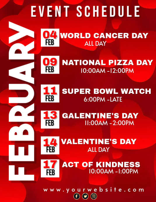 Copy of Red Maximalist February Event Schedule Flyer (us Letter ...