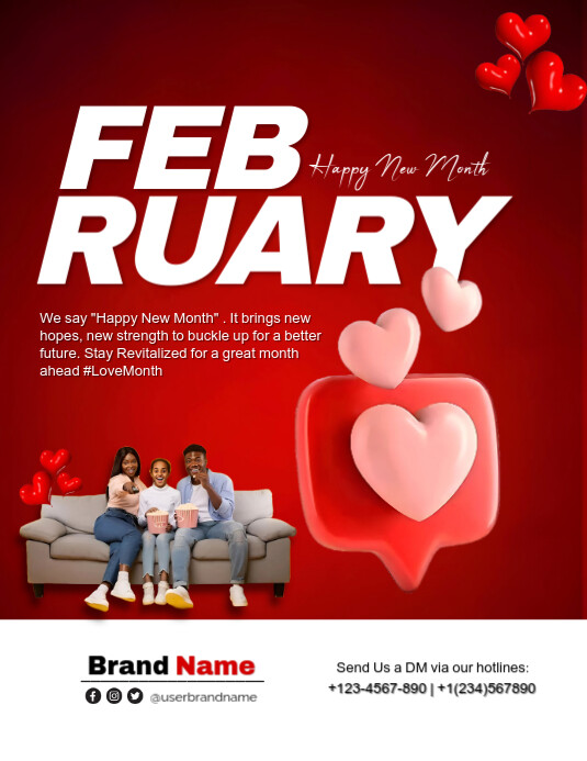 Red Maximalist February Greeting Flyer (us Letter) Template | PosterMyWall