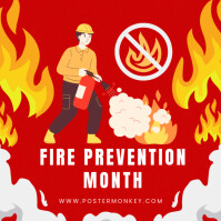 Red Maximalist Fire Prevention Month Instagram Post template