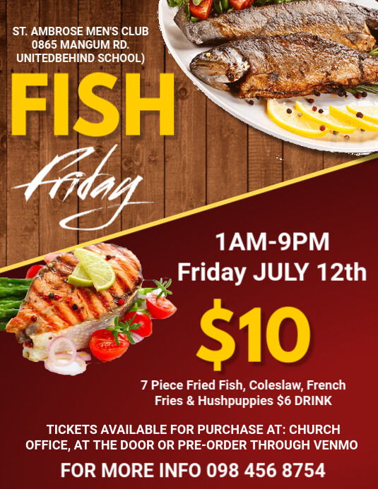 Copy of Red Maximalist Fish Fry Flyer (us Letter) | PosterMyWall