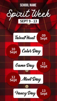Red Maximalist Flannel Shirt Spirit Week Template  Instagram Story