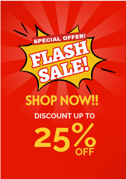 Red Maximalist Flash Sale A4 Template | PosterMyWall