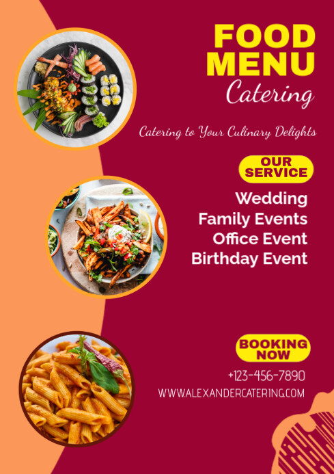 Red Maximalist Food Menu  A2 template