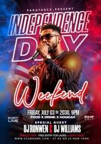 Red Maximalist  Fourth Of July Weekend Party Invitation A3 template