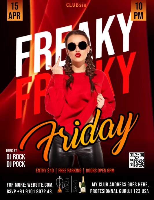 Plantilla de Red Maximalist Freaky Friday Night Party Flye | PosterMyWall
