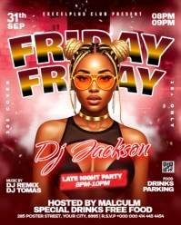 Red Maximalist Friday Dj Night Club Party Instagram Portrait template