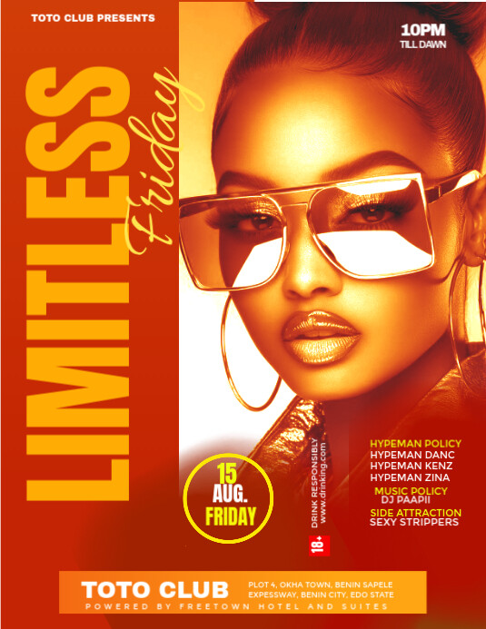 Red Maximalist Friday Night Club Flyer (us Letter) Pamflet (VSA Brief) template