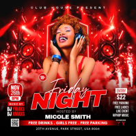 Red Club Night Event Quadrado Template