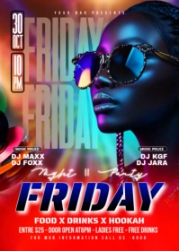 Red Maximalist Friday Night Party A6 template