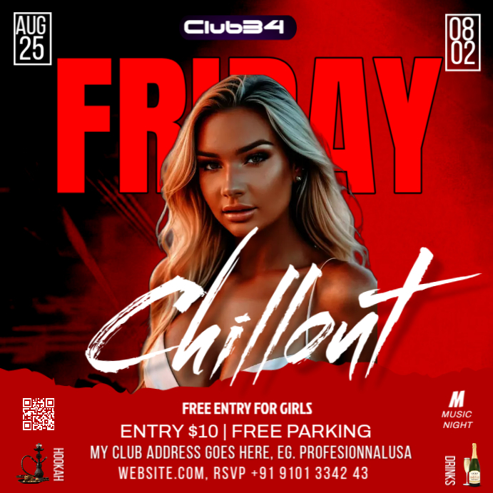 Red Maximalist Friday Night  Square (1:1) template