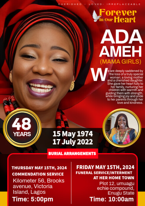 Red Maximalist Funeral Design Template  A4