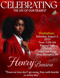 Red Maximalist Funeral Flyer (us Letter) template