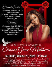 Red Maximalist Funeral Flyer Death Anniversary Flyer (us Letter) template