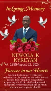Red Maximalist Funeral Flyer Instagram Story template