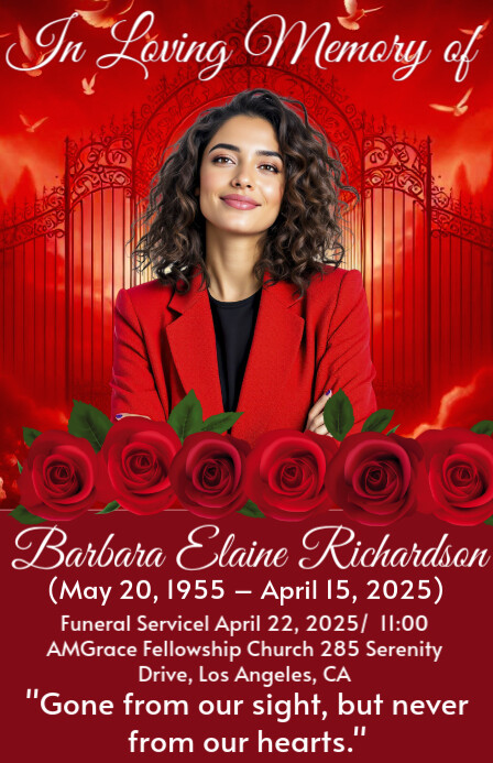 Red Maximalist Funeral Flyer Tabloid Tablóide template