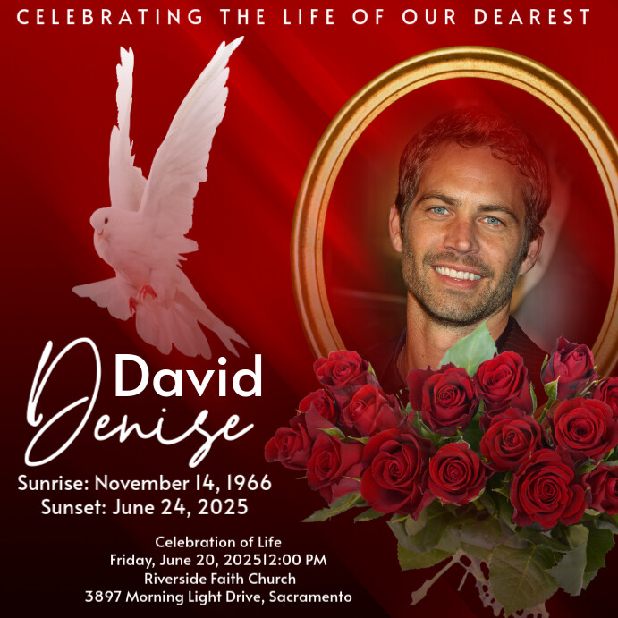 Red Maximalist Funeral Memorial Rest In Heaven Flyer Instagram Post template