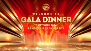 Red Maximalist Gala Dinner Party Digital Disp template