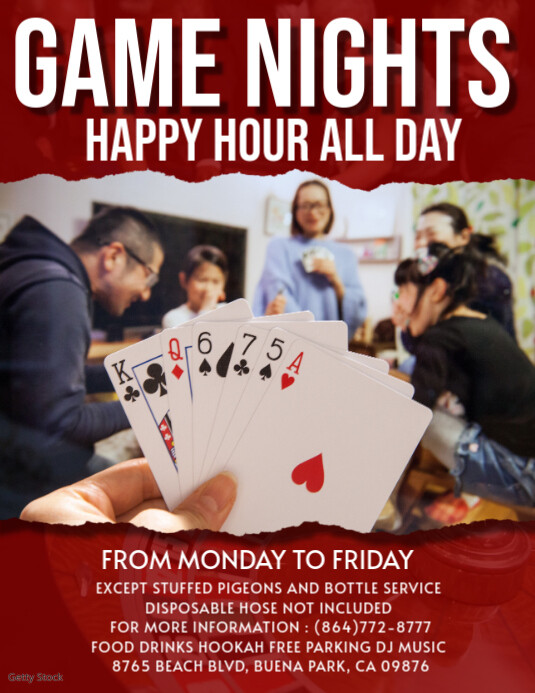 Red Maximalist Game Night Flyer (us Letter) template