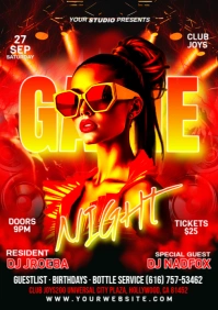 Red Maximalist Game Night Party Flyer  A4 template