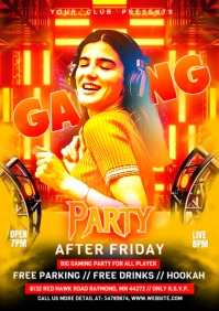 Red Maximalist Gaming Party Flyer  A4 template