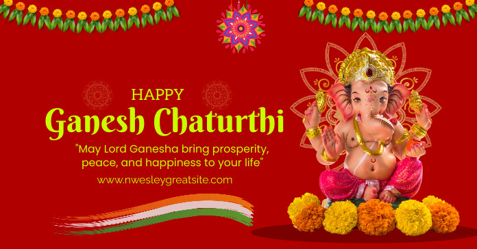 Red Maximalist Ganesh Chaturthi Facebook Ad template