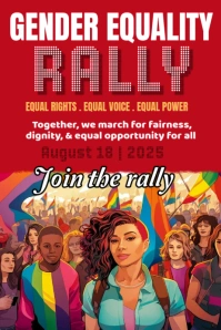 Red Maximalist Gender Equality Rally Poster template