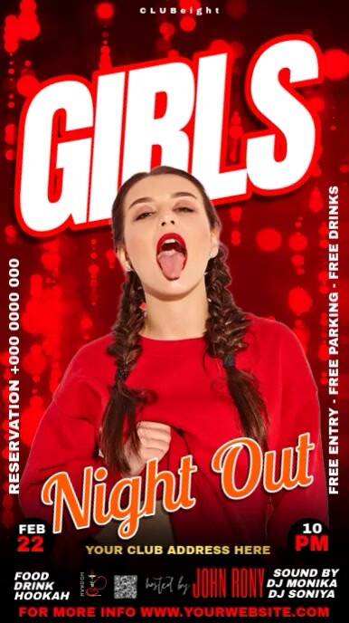 Red Maximalist Girls Night Party Instagram Story Template | PosterMyWall