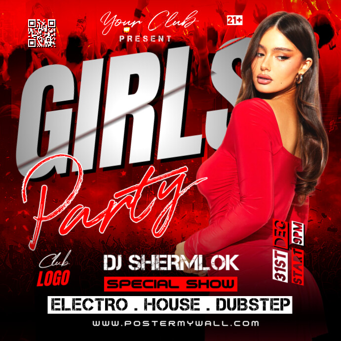 Copy of Red Maximalist Girls Party Instagram Post | PosterMyWall