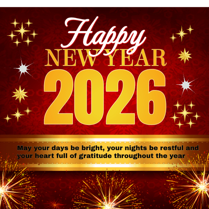 Red Maximalist gold happy new year Instagram Post Template | PosterMyWall