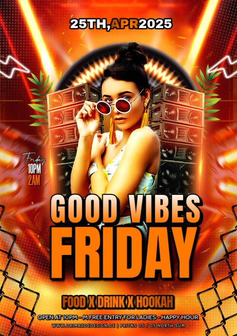 Red Maximalist Good Vibes Friday A5 template