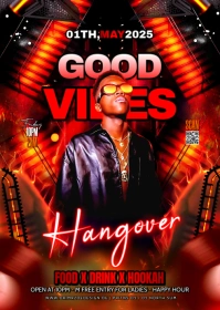 Red Maximalist Good Vibes Party A6 template