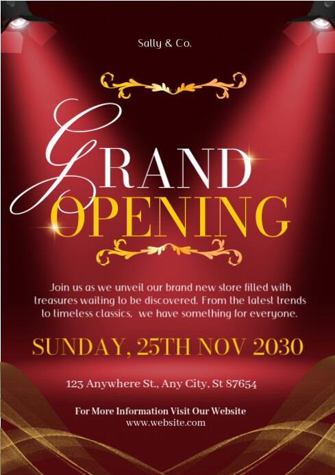 Opening Post Red Copy of Red Maximalist Grand Opening A4 | PosterMyWall