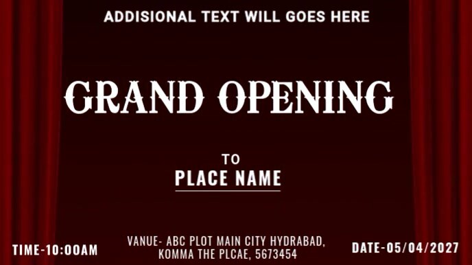 Red Maximalist Grand Opening  Digital Display (16:9) template
