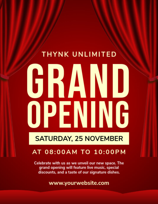 Red Maximalist Grand Opening Flyer (us Letter) template
