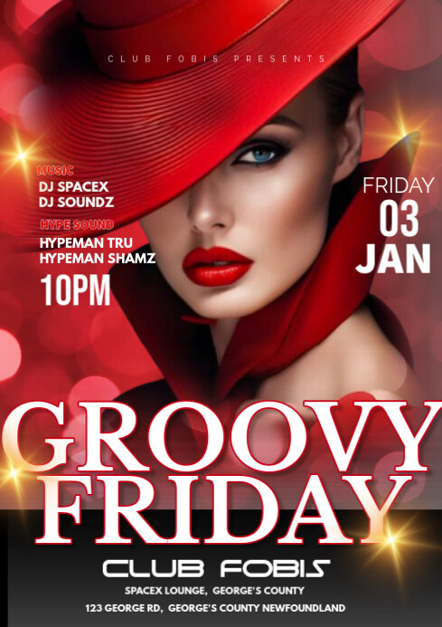 Red Maximalist Groovy Friday A4 template