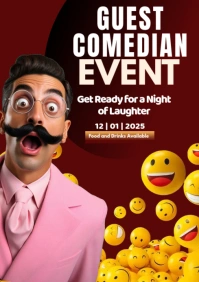 Red Maximalist Guest Comedian Event A1 template