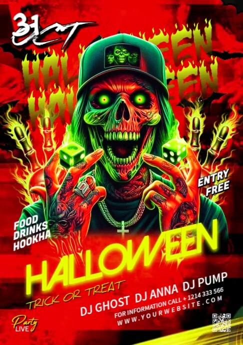 Red Maximalist Halloween  A5 template