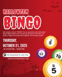 Red Maximalist Halloween Bingo Night Contest Instagram Portrait template