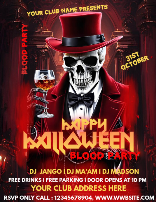 Copy of Red Maximalist Halloween Blood Party Flyer (us Letter ...
