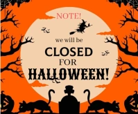 Red Maximalist Halloween Closed Notice Template  Medium Rectangle