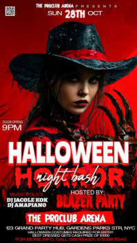 Red Maximalist Halloween Club Party  Digital Display (9:16) template