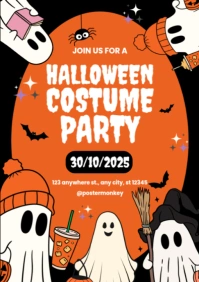 Red Maximalist Halloween Costume Party A2 template