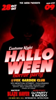Red Maximalist Halloween Horror Party  Digital Display (9:16) template