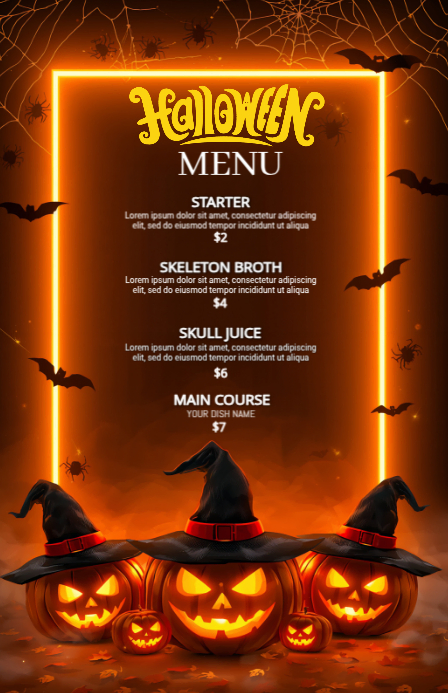 Red Maximalist Halloween Menu Template    Tabloid
