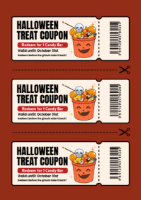 红色 Halloween Coupon A2 Template