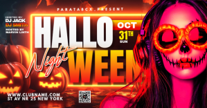 Red Maximalist Halloween Night Club Party Facebook Shared Image template