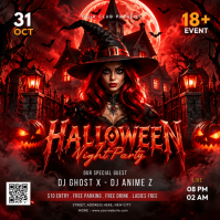 Black Halloween Night Party Wpis na Instagrama Template