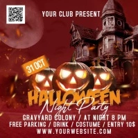 Red Maximalist Halloween Night Party Instagram Post template